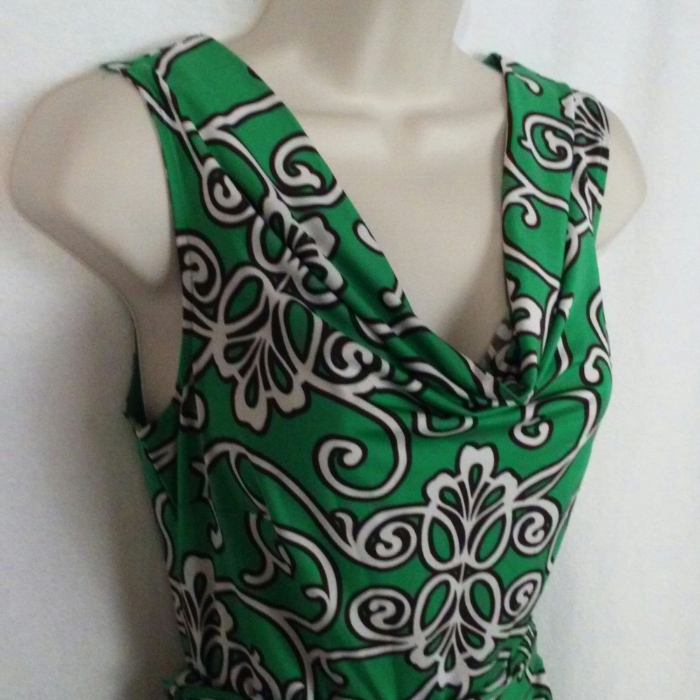 INC dress Size S Green White brown swirls Travel - Picture 6 of 7